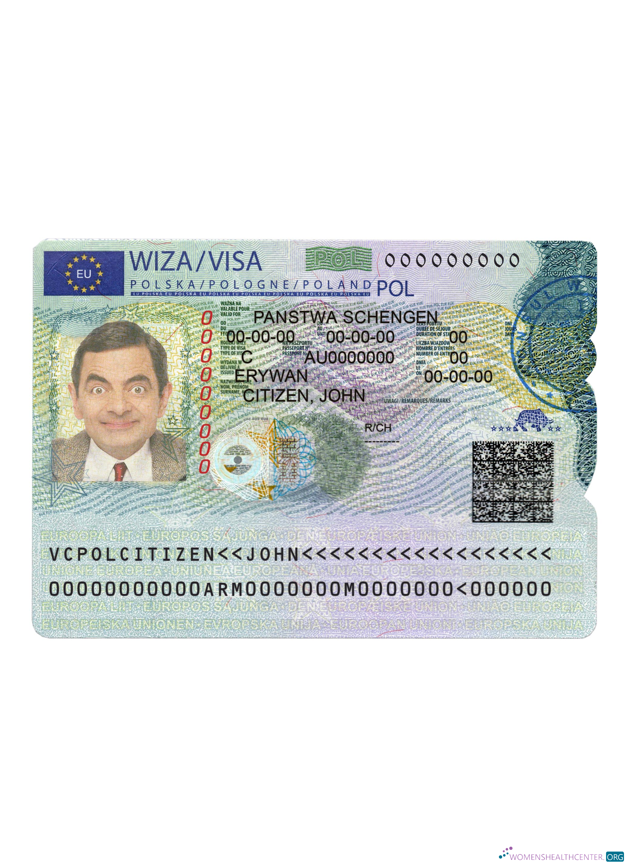 Download Poland Schengen visa version 2 Photoshop template